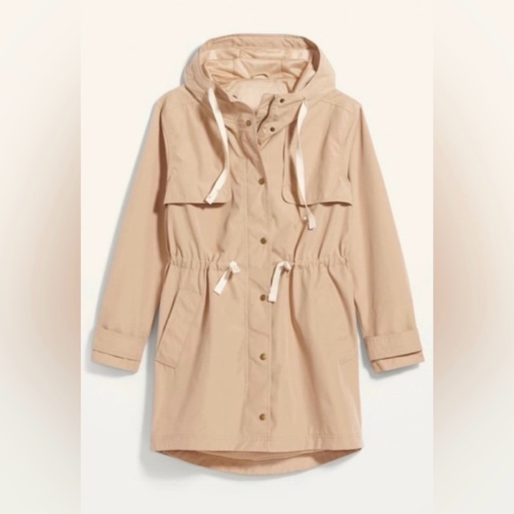 Old Navy Water Resistant Tie Waist Anorak Trench Coat in Upper Crust S Jacket